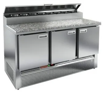 Стол холодильный для пиццы Hicold PZE2-111/GN (1/6H) Камень на 375л (+2+10), 3 двери, 1485х700х850мм – купить по цене завода