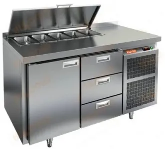 Стол для салатов Hicold SL1-13GN (1/3) (+2+10), 1 дверь, 3 ящика, 1390х700х850мм – купить по цене завода