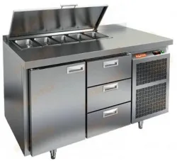 Купить стол для салатов hicold sl1-13gn (1/3) (+2+10), 1 дверь, 3 ящика, 1390х700х850мм – цена от завода, доставка до двери | RuOborudovanie.ru