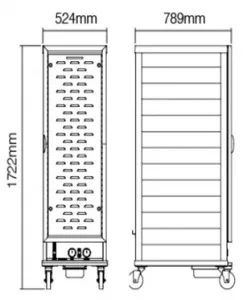 Витрина тепловая Kocateq RTR 420L напольная, передвижная, 12 направляющих под лист 60х40см – купить по цене завода