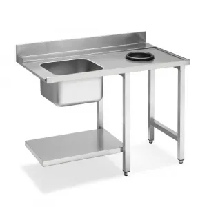 Стол для ПММ Smeg WT512 для купольных ПММ с мойкой и отверстием для слива соединение справа – купить по цене завода