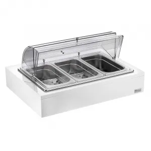 Мармит Pintinox 511B2840 белый настол. 3*Gn1/1 с крыш.Roll Top (чафиндиш) п/к на дер.подст.бел. – купить в Ижевске по цене завода