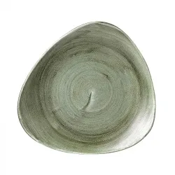 Купить тарелка мелкая треугольная 26,5см, без борта, stonecast patina, цвет burnished green pabgtr101 – цена от завода, доставка до двери | RuOborudovanie.ru