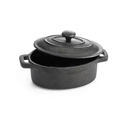 Купить кокотница чугунная овальная 0,235л 12,5х9см h4,5см, с крышкой, цвет черный cw30112 – цена от завода, доставка до двери | RuOborudovanie.ru
