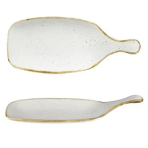 Блюдо сервировочное 28,4СМ, без борта, с ручкой, Stonecast, цвет Barley White Swhspdlh1 – купить по цене завода