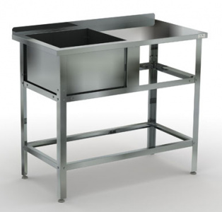 Ванна моечная Кобор ВМСБР110053Л, 53х100х87см с 1 сварным гнездом и каркасом из оцинк.стали